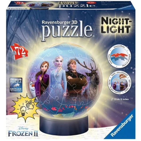 Ravensburger 3D Puzzle-Ball Nachtlicht - Frozen 2 - 72 Teile 3 Ravensburger 3D Puzzle-Ball Nachtlicht - Frozen 2 - 72 Teile