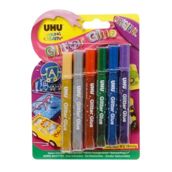 UHU Glitter Glue 6x10ml 3 UHU Glitter Glue 6x10ml