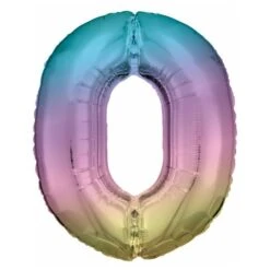 AMSCAN Folienballon - Folienballon Regenbogen-Pastell Zahl 0