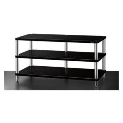 Solidsteel HW-3L - TV-Möbel Mit 3 Tablaren Schwarz Glänzend